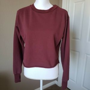 Windsor Nancy Cozy Cropped Sweatshirt Burgundy S/M